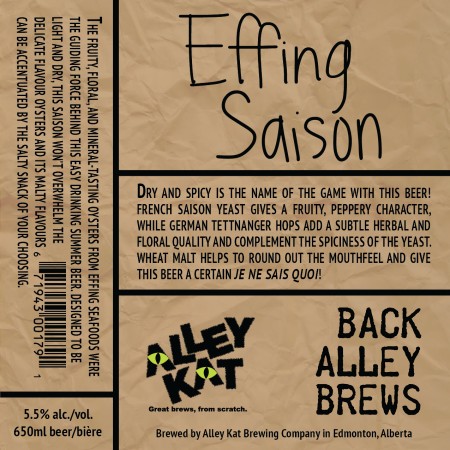 Alley Kat Brewery Back Alley Brews Series Continues with Effing Saison