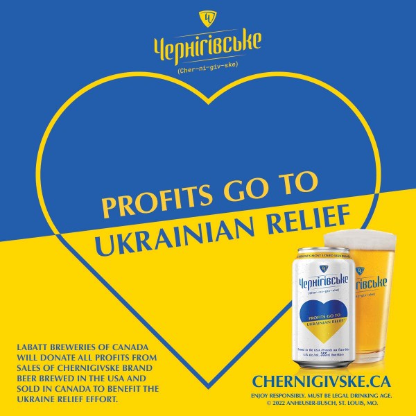 Labatt Breweries Releasing Chernigivske Lager for Ukraine Relief